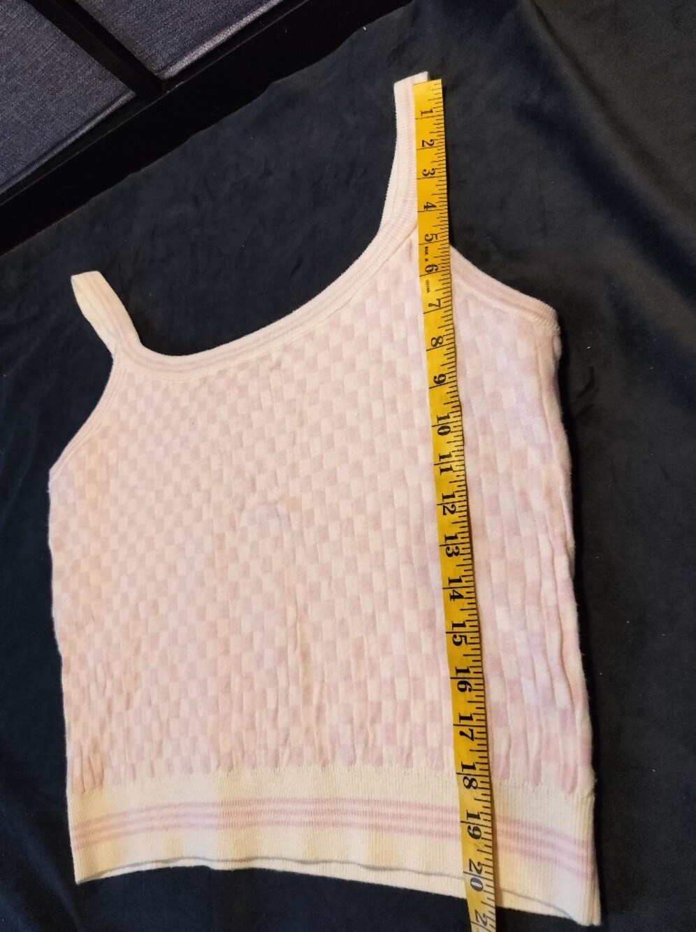 NWT Avec Les Filles Pale Pink And Cream Checker Knit Tank - Medium/Large - Picture 8 of 10